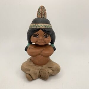 Vintage Native American Child Sitting Figurine 3.5" Decoration Hand Painted